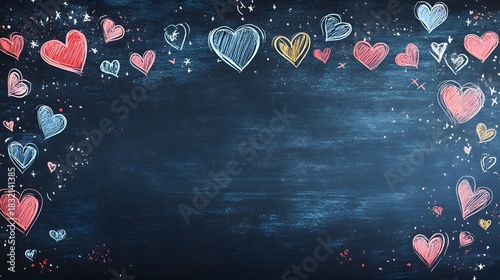 Chalkboard Hearts Backdrop for Valentine s Day or Romance