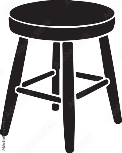 Wooden bar chair furniture object illustration, isolated white wooden stool design