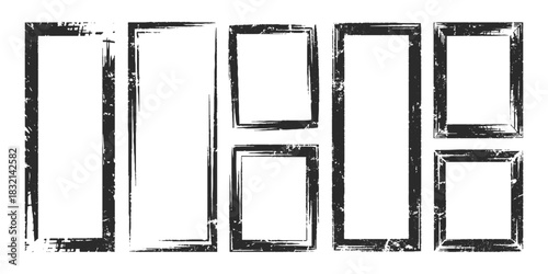 Grunge frame border texture on isolate background. Old grunge frame with dust texture.