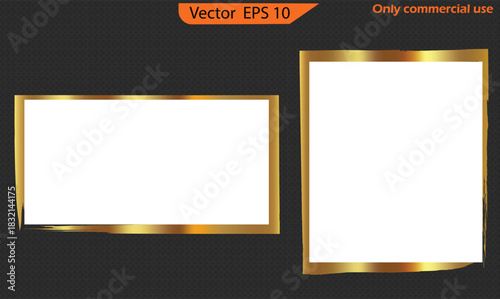 Gold picture frame. Gold and  Pastel Frame Set. Luxury Brush Stroke Borders for Cover,  and Poster Design. My original work