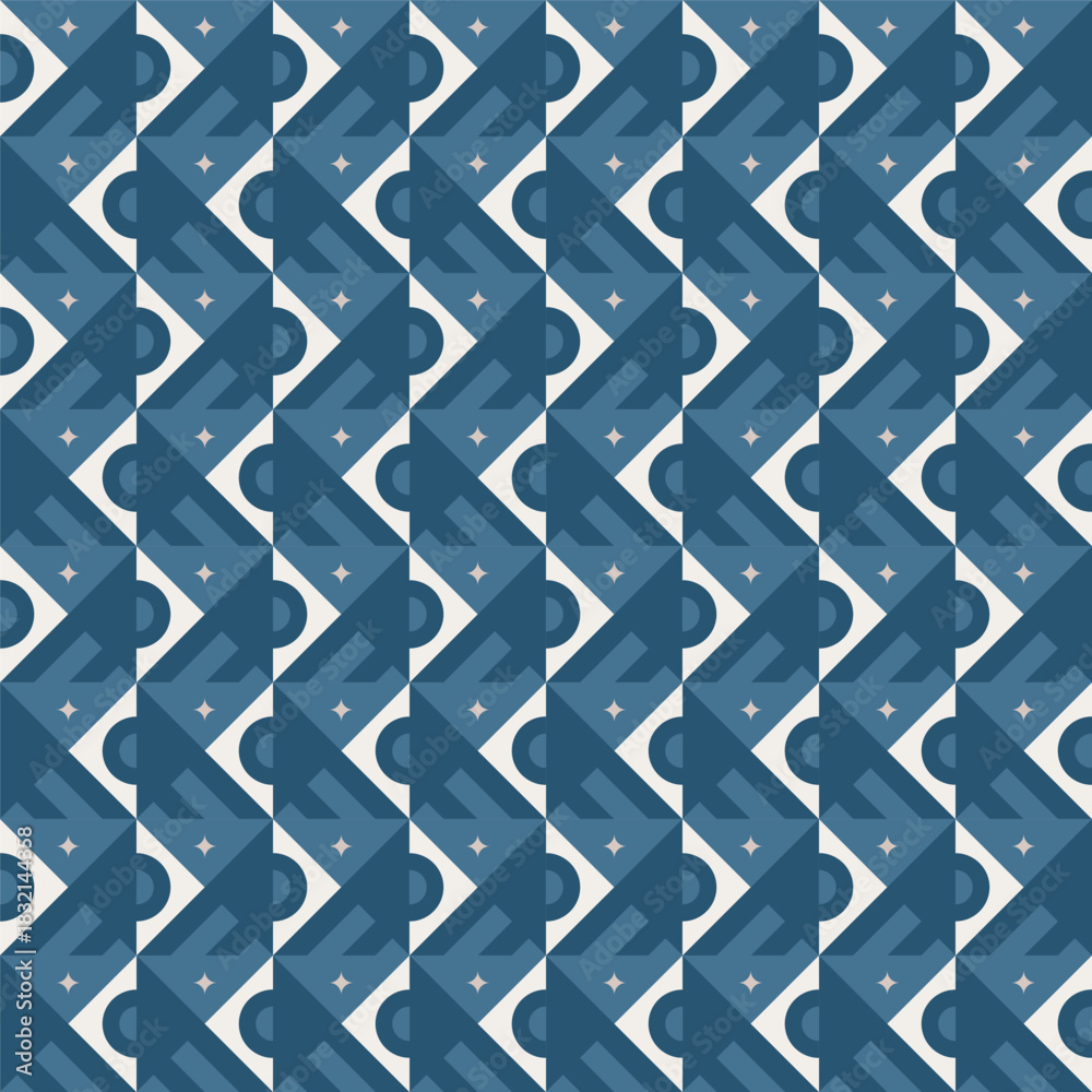 Fototapeta premium Geometric Abstract Dark Blue Shape Seamless Decorative Surface Pattern