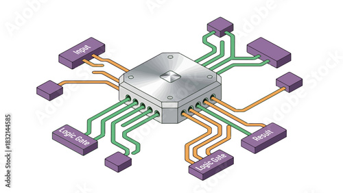 Central Processing Unit with Connected Electronic Components and Wires