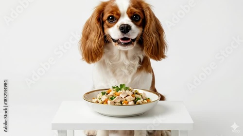 Cute young girl with her purebred Cavalier King Charles Spaniel dog portrait
