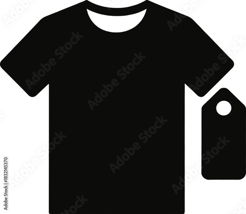 Solid black t-shirt graphic with small tag for business design use for clothing brands marketing for vector