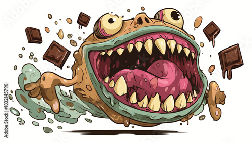 Cute Monster Cartoon Character with Large Mouth Illustration