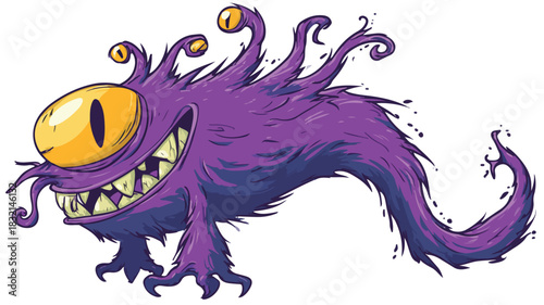 Purple Monster with Yellow Eye Cartoon Drawing for Creative Projects