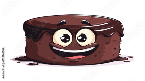 Smiling Chocolate Cake Character with Eyes and Face Decoration