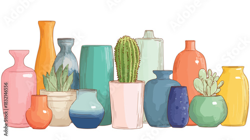 Colorful Vases with Cactus - Stylish Home Decor Inspiration
