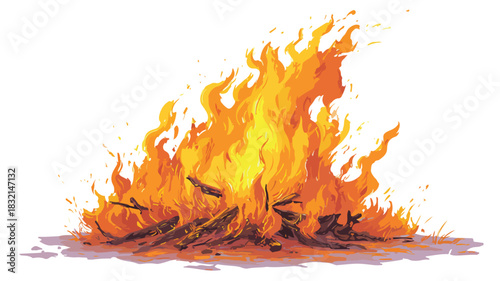 Captivating Vector Drawing of Fire with Vibrant Fire Picture - Adobe Stock