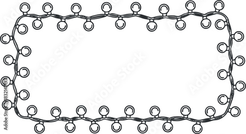 A decorative chain link border design in black and white outline vector style, ideal for creative projects and graphic design