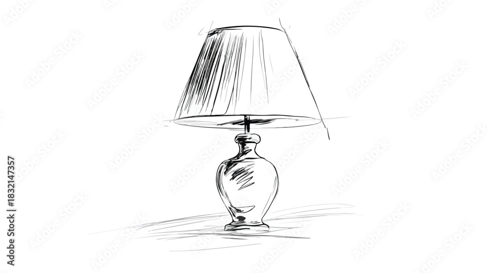 Obraz premium Modern Vector Drawing of Lamp with Outline and Iso View for Graphic Design Projects