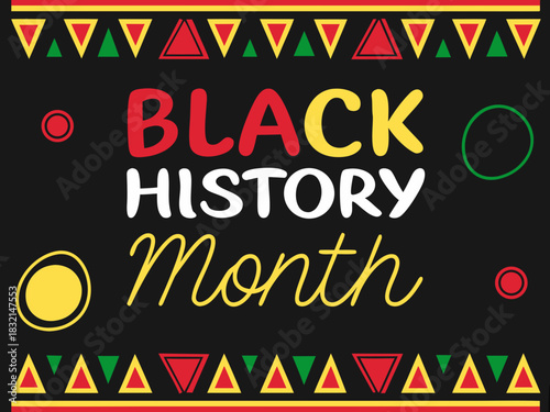 Bold Black History Month Design with Red Yellow and Green Accents on a Black Background