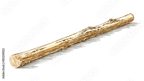 Detailed Vector Drawing of Wooden Straw Structure - Professional Illustration
