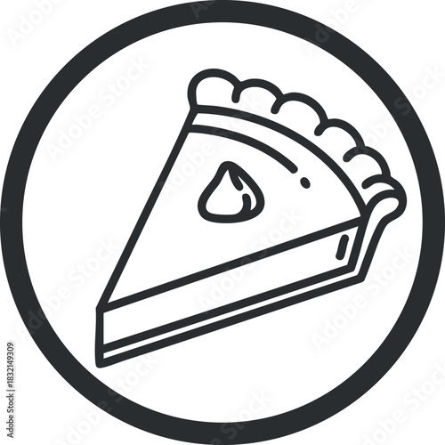 A slice of pizza with cheese and toppings in flat outline vector style, perfect for food-related designs and menus