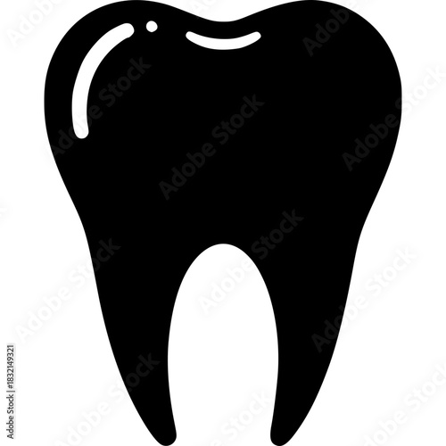 Tooth Icon with Stars - Black and White Dental Symbol for Sparkling Smile and Dentist Services