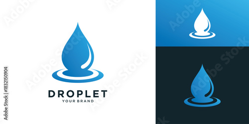 Blue water droplet logo design