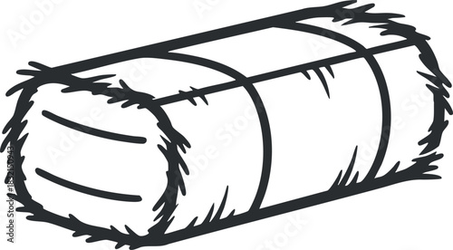 A rolled hay bale in a simple outline vector style, ideal for agricultural and farming illustrations