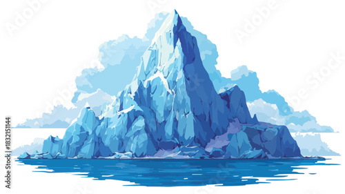 Mountain with Blue Iceberg Vector Background