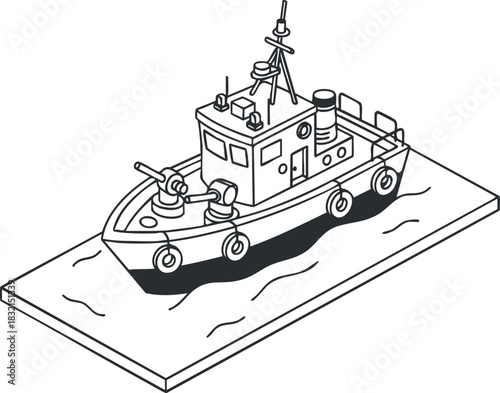black and white boat on water clip art preview