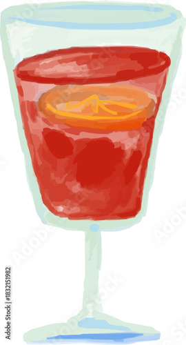 Hand-Drawn Watercolor Classic Bloody Mary Cocktail Drink