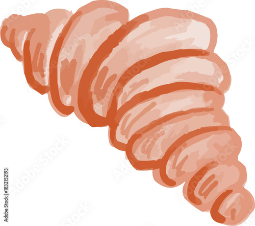 Hand-Drawn Watercolor Isolated Simple French Croissant