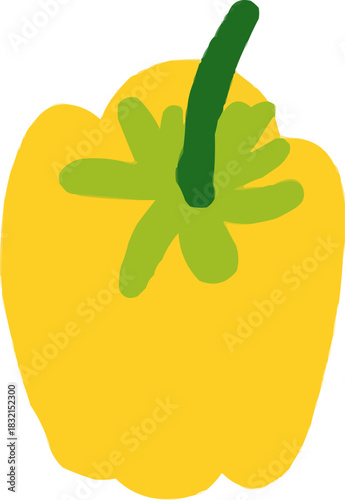 Watercolor Sketchy Isolated Yellow Sweet Bell Pepper