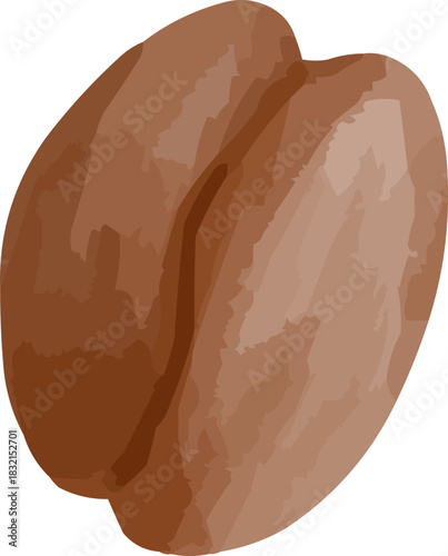 Hand-Drawn Watercolor Isolated Single Coffee Bean Element