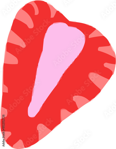 Hand-Drawn Watercolor Sketchy Half Cut Strawberry