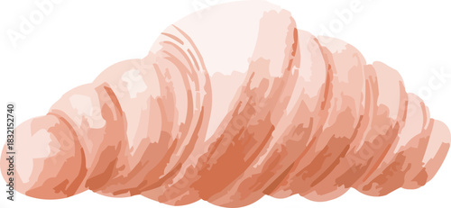 Hand-Drawn Watercolor Isolated Simple French Croissant Pastry