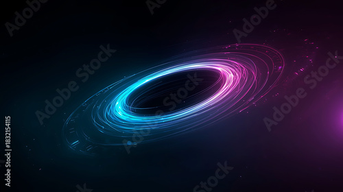 Abstract cosmic energy vortex with glowing neon trails for science fiction concepts