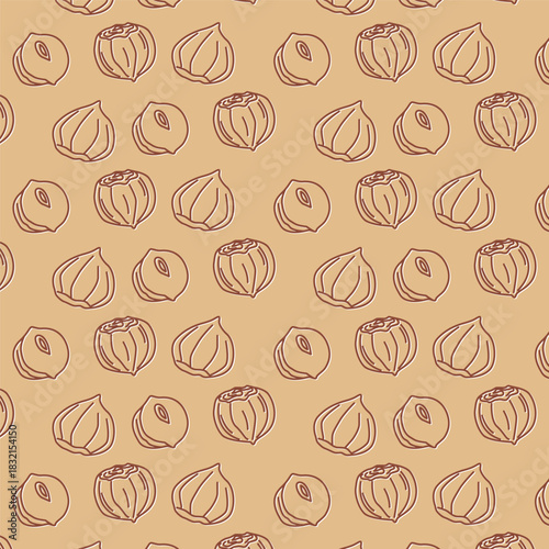 Hazelnut doodle nuts icon pattern background design vector