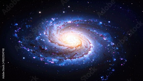 Vibrant Spiral Galaxy With Bright Core And Swirling Arms Filled With Stars And Nebulae In Deep Space