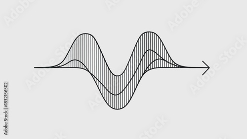Abstract Wavy Line Graph with Shaded Area and Arrow.