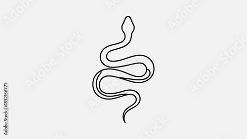 Elegant Snake Illustration - Minimalist Line Art of a Coiled Serpent.
