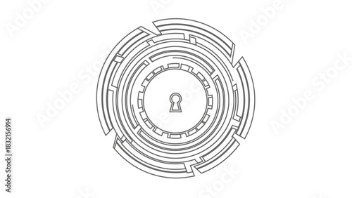 Cybersecurity Lock - Concentric Rings and Keyhole Symbol.