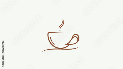 Minimalist coffee cup design with steam rising from the beverage.