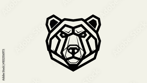 Stylized geometric bear head logo in black line art.