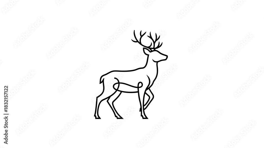 Fototapeta premium Elegant Deer Line Art Minimalist Design.