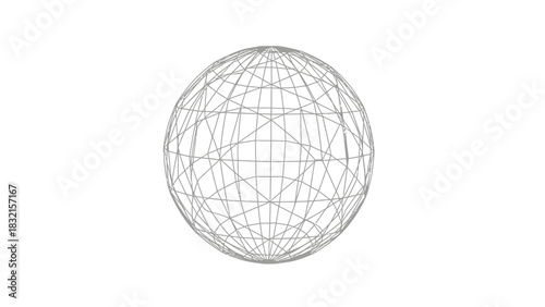 Intricate wireframe sphere representing a complex three dimensional structure.