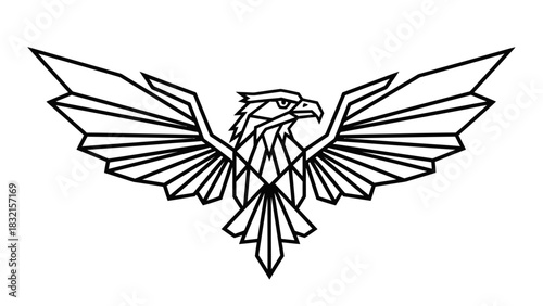 Geometric Eagle Emblem with Wings Spread Wide.