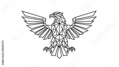 Geometric Eagle Outline Spreading Wings Minimalist Design.