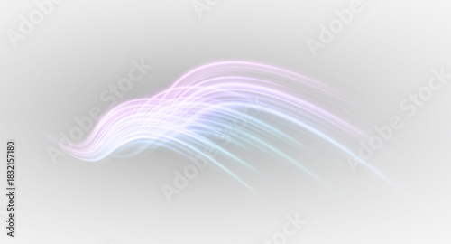 Wavy twirling light with cosmic neon glow. Bright streaks and sparkling curves with flowing energy.