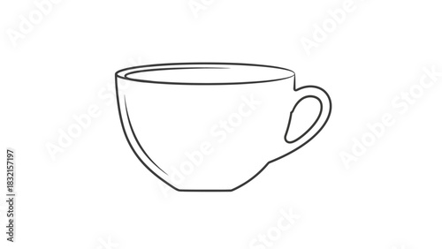 Simple white teacup with handle, perfect for morning coffee or tea.