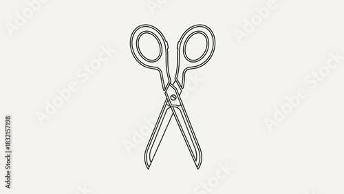 Minimalist line art illustration of medical trauma shears.