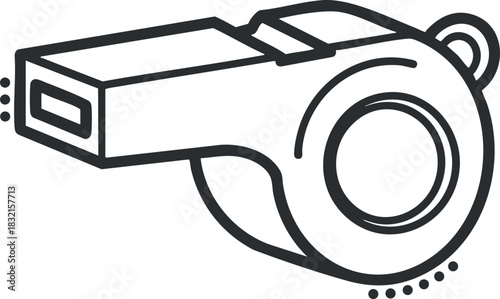 A whistle in minimalist outline vector style, suitable for sports coaching and athletic training designs