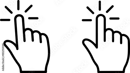Two outline icons of a finger clicking a button