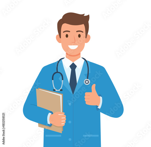 Smiling Male Doctor Giving Thumbs Up