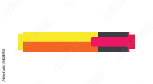 Brightly colored highlighter pen with yellow, orange, and pink sections