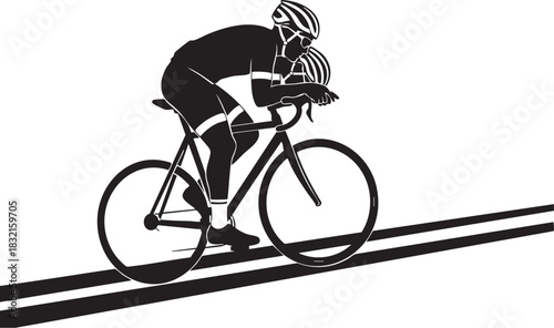 Silhouette of a cyclist riding a road bike in a low position