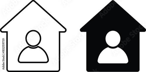 Housing renter icon. Resident and occupant signs. Apartment Renter Symbols. Housing Occupant Icons
